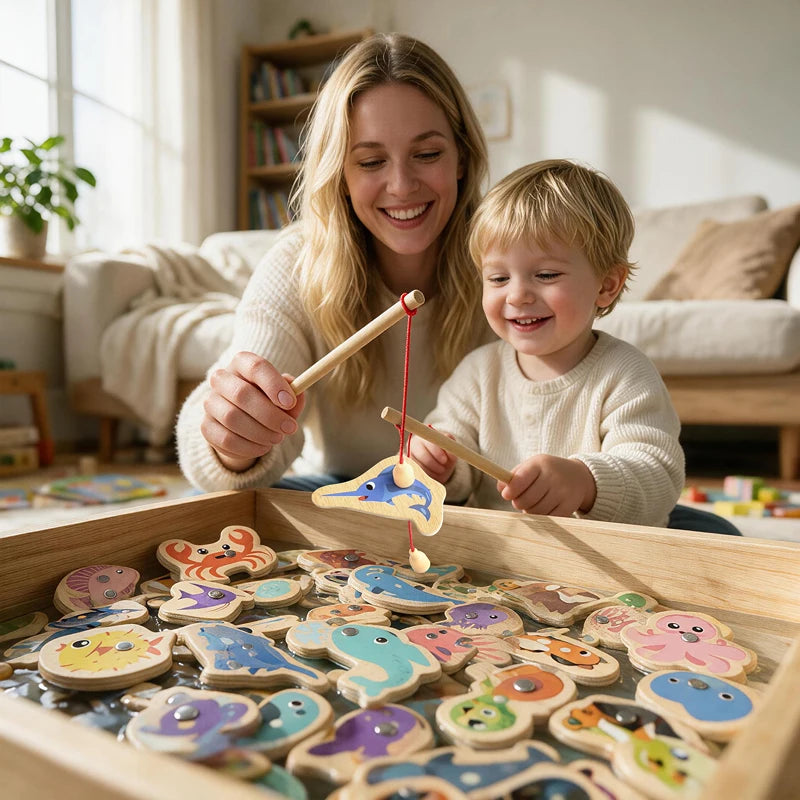 Lake Day Wooden Magnetic Fishing Game | Montessori Toy (Ages 3–6)