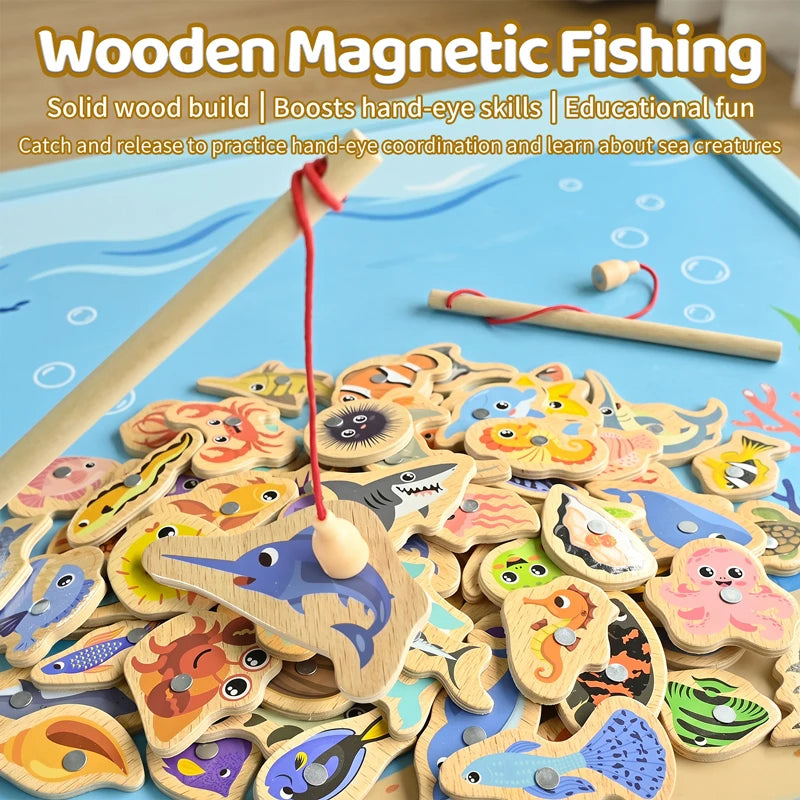 Lake Day Wooden Magnetic Fishing Game | Montessori Toy (Ages 3–6)