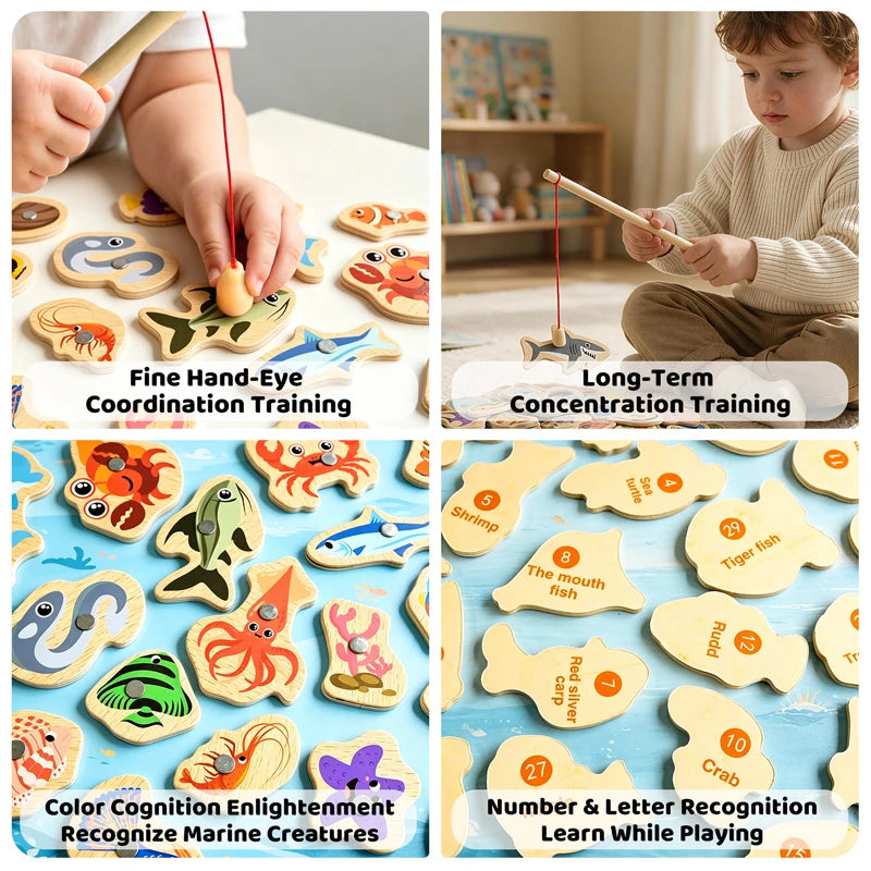 Lake Day Wooden Magnetic Fishing Game | Montessori Toy (Ages 3–6)